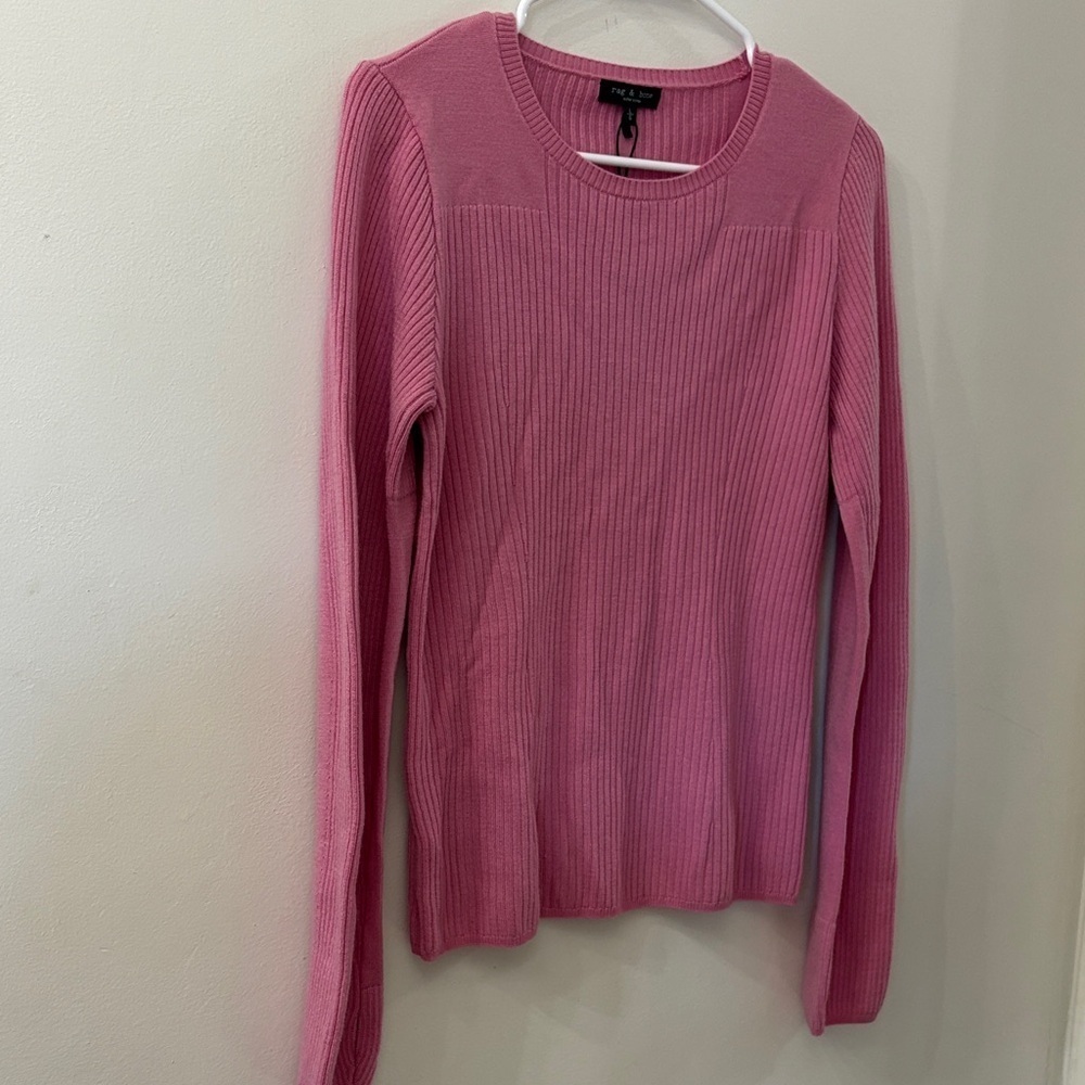 Rag & Bone - Pink Ribbed Long Sleeve Sweater - NWT - large - wool blend
